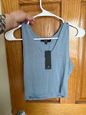 Lulu's Light Blue V-Neck Cropped Tank